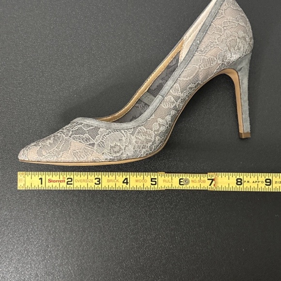 Banana Republic Gray Lace Madison Heels Stilettos Holiday Dress Shoes Size 6 - Picture 11 of 16